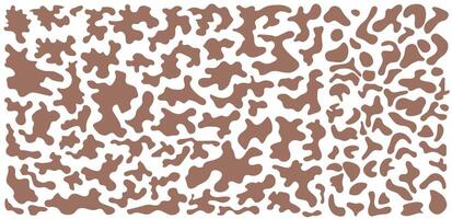 Set of organic liquid stains in mocha mousse color 2025. Abstract stains. Flat design, illustration vector
