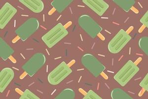 Seamless pattern of matcha ice cream on trendy background of color 2025 mocha mousse. illustration vector