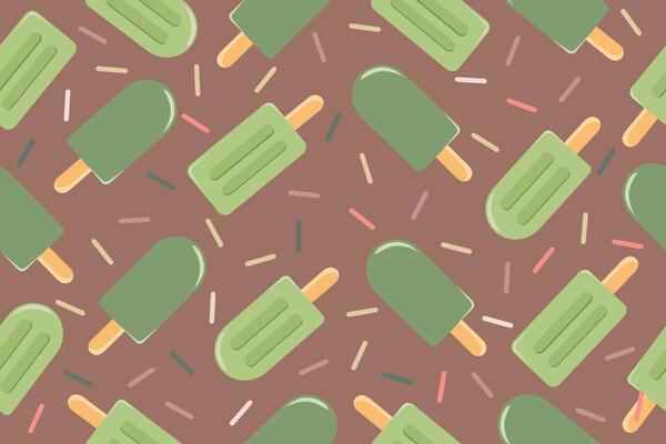 Seamless pattern of matcha ice cream on trendy background of color 2025 mocha mousse. illustration