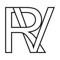 Logo sign rv vr, icon double letters logotype r v vector