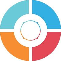 4 points circular infographic element template in colorful flat style, can use for presentation slide. Template for cycle diagram, graph, puzzle presentation and round chart. vector