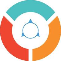 Circle arrow infographic in 3 options, parts, and step by step. 3 points circular infographic element template in colorful flat style. Template for cycle diagram, graph, puzzle presentation and round vector
