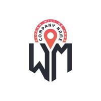 WM Location Logo Design for Human Resources, Recruitment, and Navigation - Letter WM Logo with Location Icon for Business and Technology vector