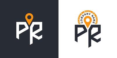 PR Location Logo Bundle. Letter PR Logo Dual Icons for Recruitment and Navigation vector