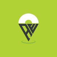 Letter AE Location Logo Design. Modern Initials AE Pinpoint Logo for Navigation, Map Apps, and Location Based Businesses vector
