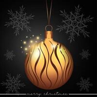 Free illustration of a Christmas ornament with a line pattern design on a black background. vector