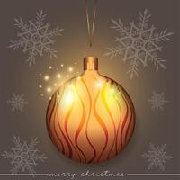 Free illustration of a Christmas ornament with a line pattern design on a brown background. vector