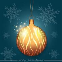 Free illustration of a Christmas ornament with a line pattern design on a blue background. vector