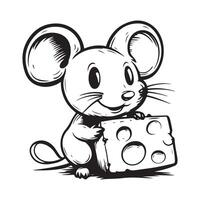 Mouse holding cheese Stock Images design isolated on white background vector