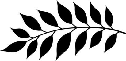 black silhouette of a branch with leaves without background vector