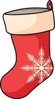 red christmas stocking with white snowflake without background vector