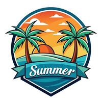 Colorful vintage sunset collection with palm trees in vibrant gradient colors vector