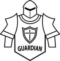 a knight with the word guardian on it vector