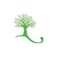 l natural tree logo design vector