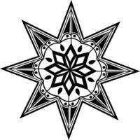 a black and white drawing of a star with a geometric design vector