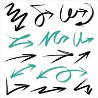 Hand drawn arrow collection. Mark here. vector