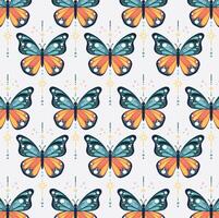 Mystic Boho insect, butterfly pattern illustration featuring magical moth elements. Esoteric retro butterflies on a neutral colored background vector