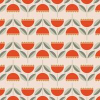 a Botanical pattern flower, leaves, and abstract shapes. Perfect for print, wallpaper, fabric, and home decoration. The retro flower pattern colorful nature inspired with vintage pastel tones vector