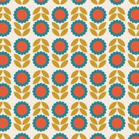 Botanical pattern flowers, leaves, and abstract shapes. Perfect for print, wallpaper, fabric, and home decoration. The retro flower pattern colorful nature inspired with vintage pastel tones vector