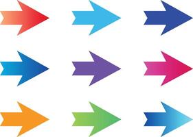 Set of Colorful Arrow Icons in Various Directions and Gradients. vector