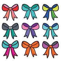 Set of Colorful Hair Bows and Ribbons in Various Styles vector