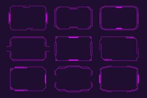 set of pink neon frame template vector