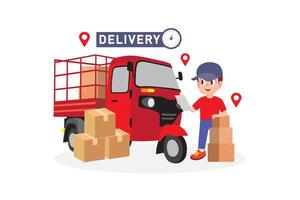 Fast Red bajaj Delivery Service with time Precision vector
