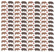 hippopotamus, rhinoceros with fruit as a pattern background vector