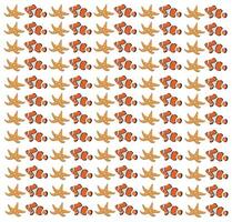 clown fish and starfish as a pattern background vector