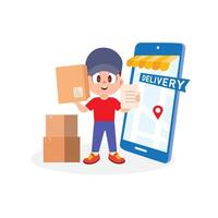 Your Package, Just a Click Away. Cartoon Illustration vector