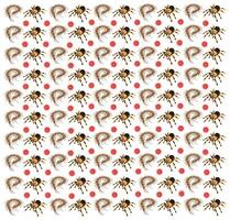 spider, centipede with fruit as a pattern background vector