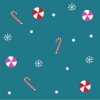 pattern with christmas elements and sweets blue background vector