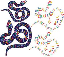 A snake and a moon with colorful circles vector