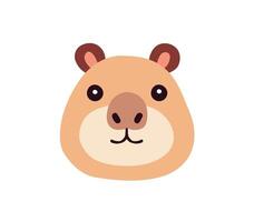 Simple Capybara Face Illustration on white vector