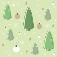 Green Christmas Trees and Ornaments Pattern vector