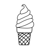 Swirled Ice Cream Cone Outline vector