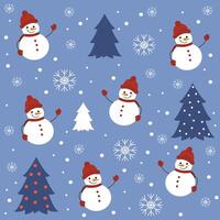 Snowmen and Christmas Trees Seamless Pattern vector