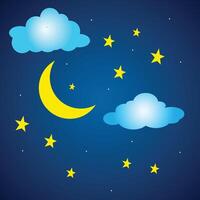moon and stars vector