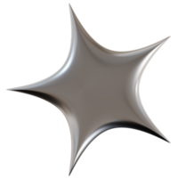 Chrome star with sharp, futuristic design, on transparent background. Modern metallic element, cut out. Y2k style, 2000s. Sleek and edgy png