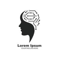 brain head tech illustration design vector