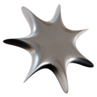 Chrome star with sharp, futuristic design, on transparent background. Modern metallic element, cut out. Y2k style, 2000s. Sleek and edgy vibe. Monochrome, gray surface. 3D render. png