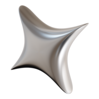 Chrome star with sharp, futuristic design, on transparent background. Modern metallic element png