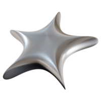 3D chrome star with sharp, futuristic design, on transparent background. Modern metallic element, cut out. Y2k style, 2000s. Sleek and edgy vibe. Monochrome, gray surface. png