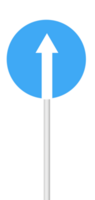 Forward arrow sign on a blank background with a white pole. Suitable for navigation, direction, or transportation designs. png