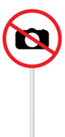 No Photography sign on a blank background with a white pole. Ideal for security, privacy, or restricted areas. png
