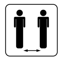 Distance sign between people on a blank background. Ideal for safety, health guidelines, or public spaces. png