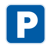 Parking sign on a blank background. Suitable for transportation, urban planning, or public spaces. png