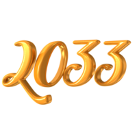 Happy New Year Number 2033 Gold 3D Render. png