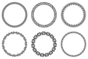 Tribal frames. Openwork circle ethnic ornate. Geometric round frame border on white background vector