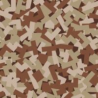 Geometric camouflage brown beige seamless pattern. Modern military puzzle shape, camo texture. Desert masking color vector